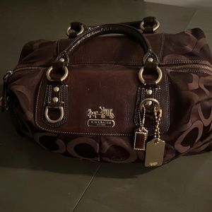 Vintage Coach Bag. Authentic brown in brown with blue lining.